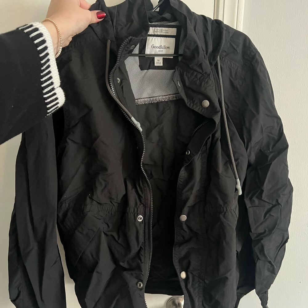 Goodfellow & Co Black Hooded Windbreaker Jacket